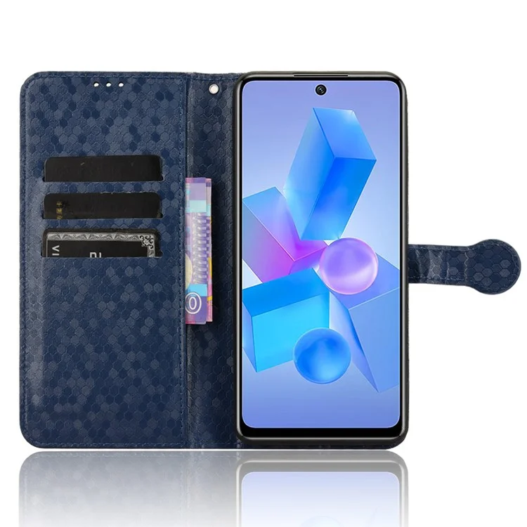 For Infinix Hot 40 / Hot 40 Pro Magnetic Case PU Leather Foldable Stand Phone Cover - Dark Blue