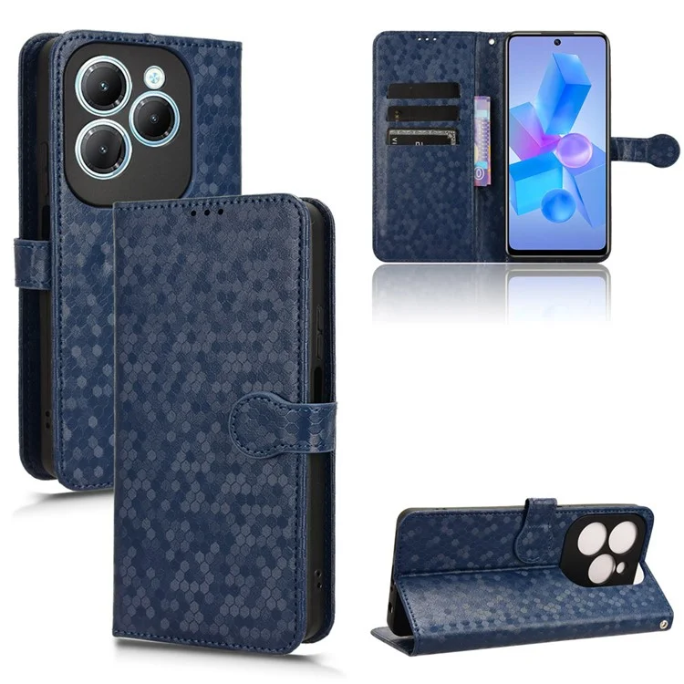 For Infinix Hot 40 / Hot 40 Pro Magnetic Case PU Leather Foldable Stand Phone Cover - Dark Blue