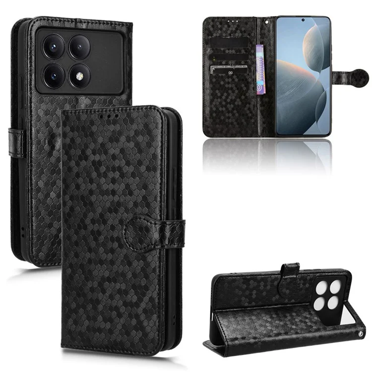 Para Xiaomi Poco F6 Pro 5G / Redmi K70 5G / K70 Pro 5G Case PU Leather+TPU Shock Absorbing Phone Guard Cover - Preto