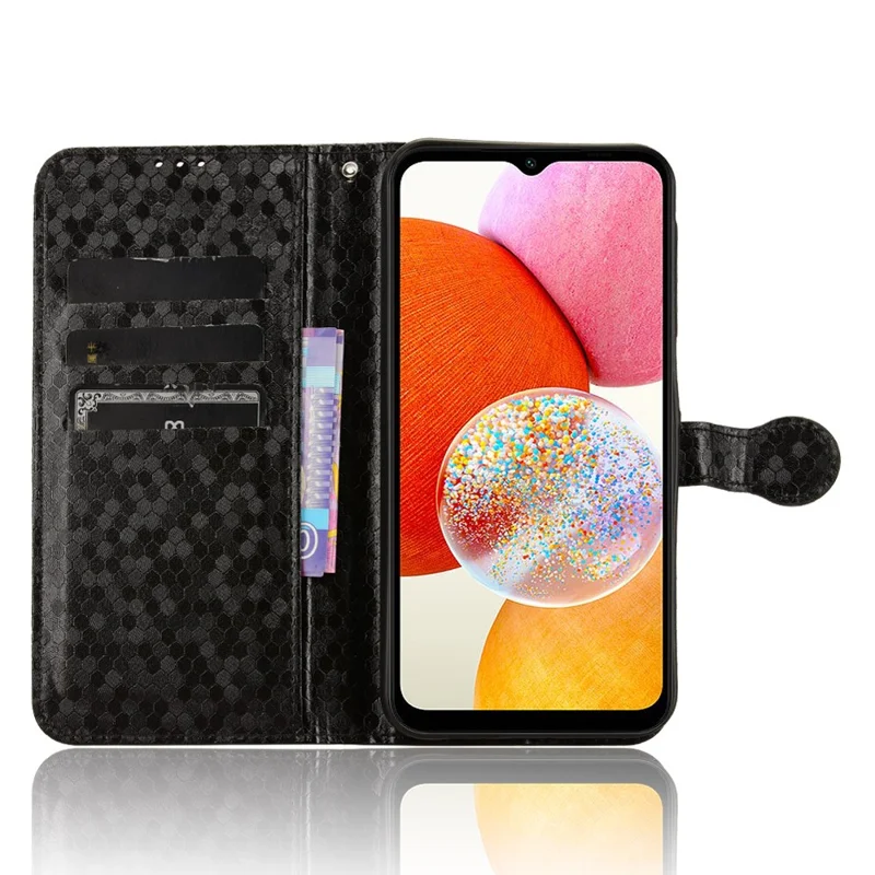 Per Samsung Galaxy A15 4G / A15 5G Case Dot Imprinted Leather Shockproof Phone Stand Cover - Nero