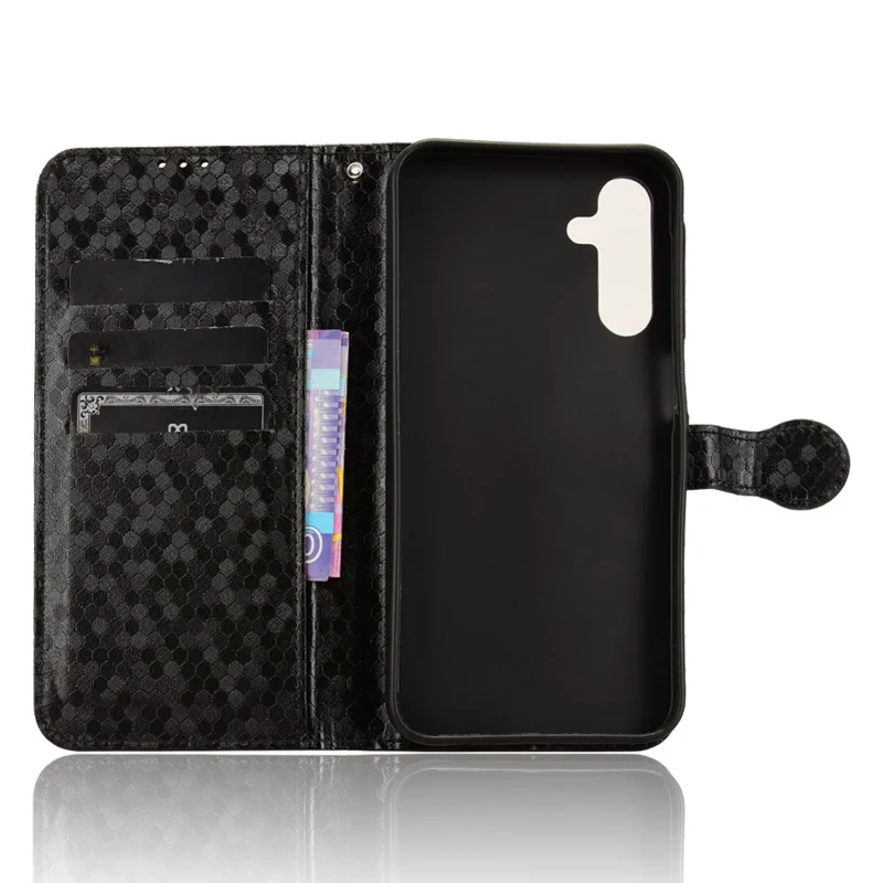 Per Samsung Galaxy A15 4G / A15 5G Case Dot Imprinted Leather Shockproof Phone Stand Cover - Nero
