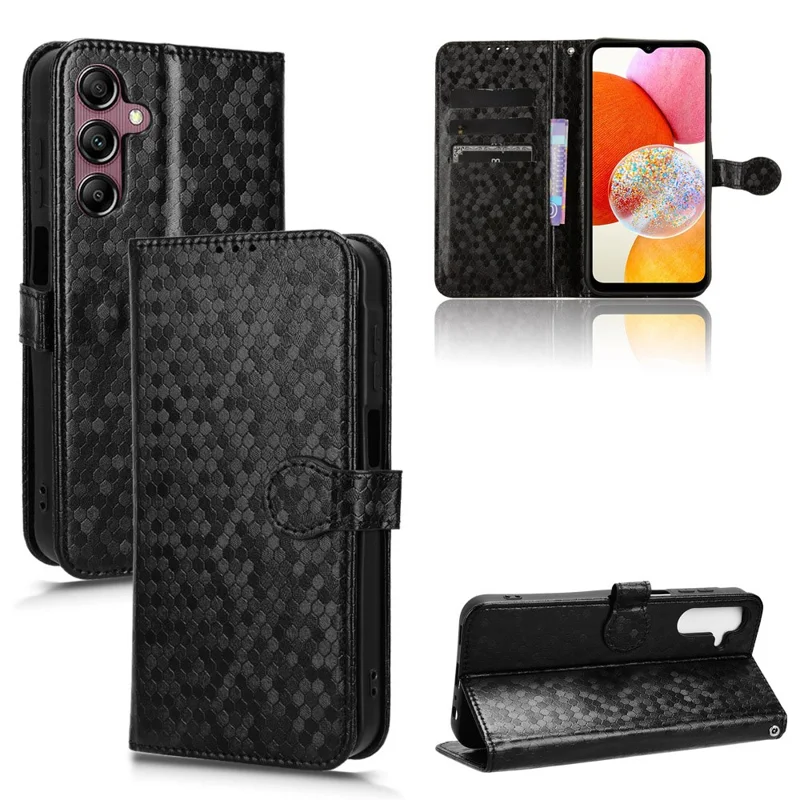 Per Samsung Galaxy A15 4G / A15 5G Case Dot Imprinted Leather Shockproof Phone Stand Cover - Nero