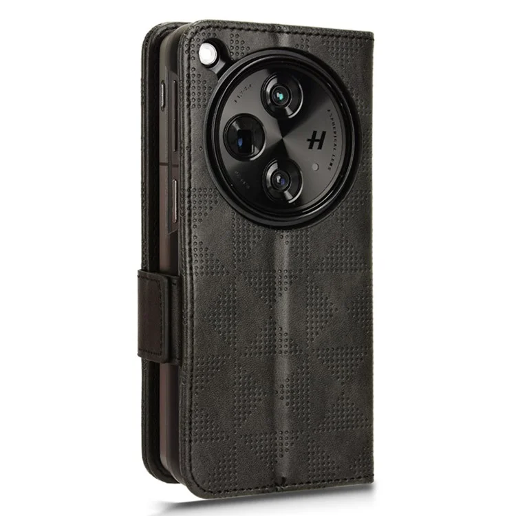 For Oppo Find N3 5G Phone Case Imprinted Triangle Folio Wallet Leather Cover - Black