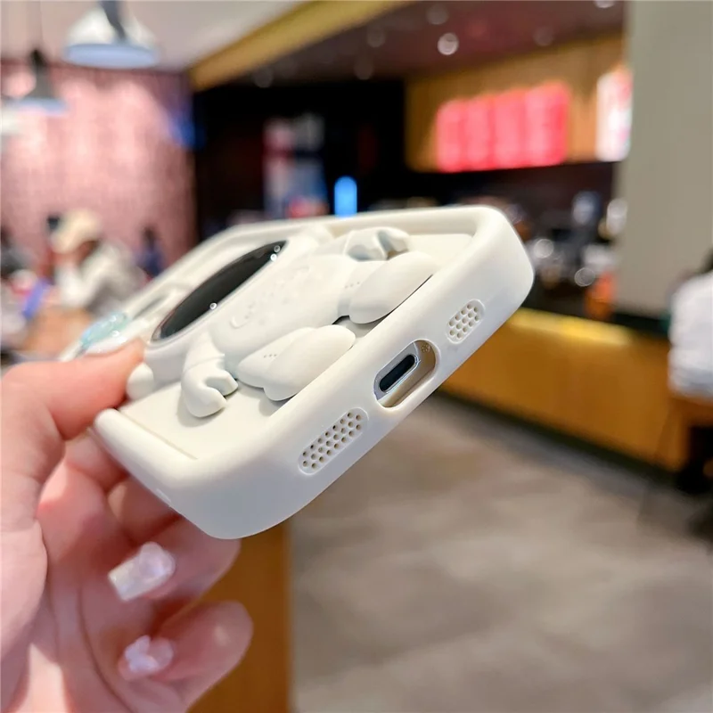 For iPhone 14 Pro Max Astronaut Kickstand Phone Case Soft Silicone Cover - Brown