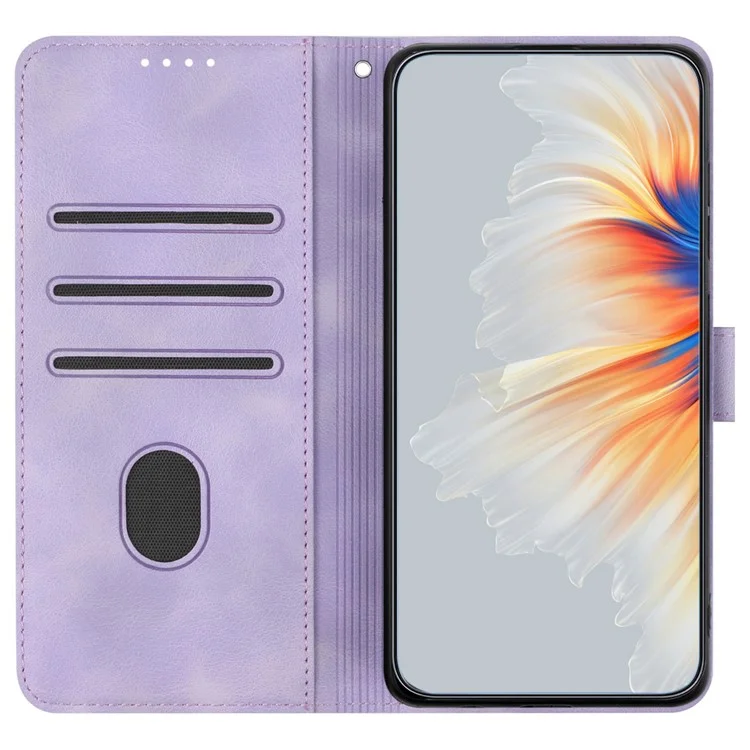 YX0030 For Oppo A79 5G / A2 5G Leather Case Smile Pattern Flip Magnetic Cover - Purple