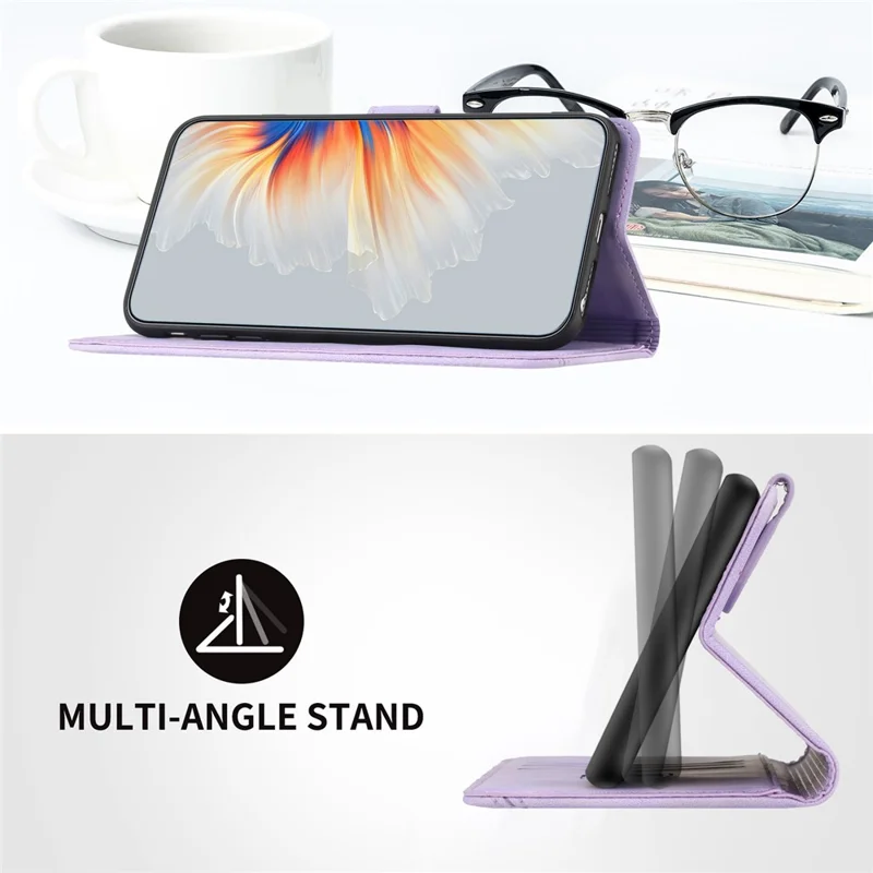 YX0030 For OnePlus 12 5G Leather Wallet Flip Cover Smile Pattern Phone Case Stand - Purple