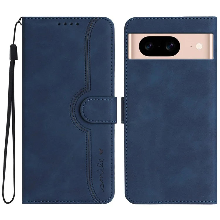 YX0030 Custodia Portafoglio per Google Pixel 8a Custodia Telefono in Pelle con Motivo Smile - Zaffiro