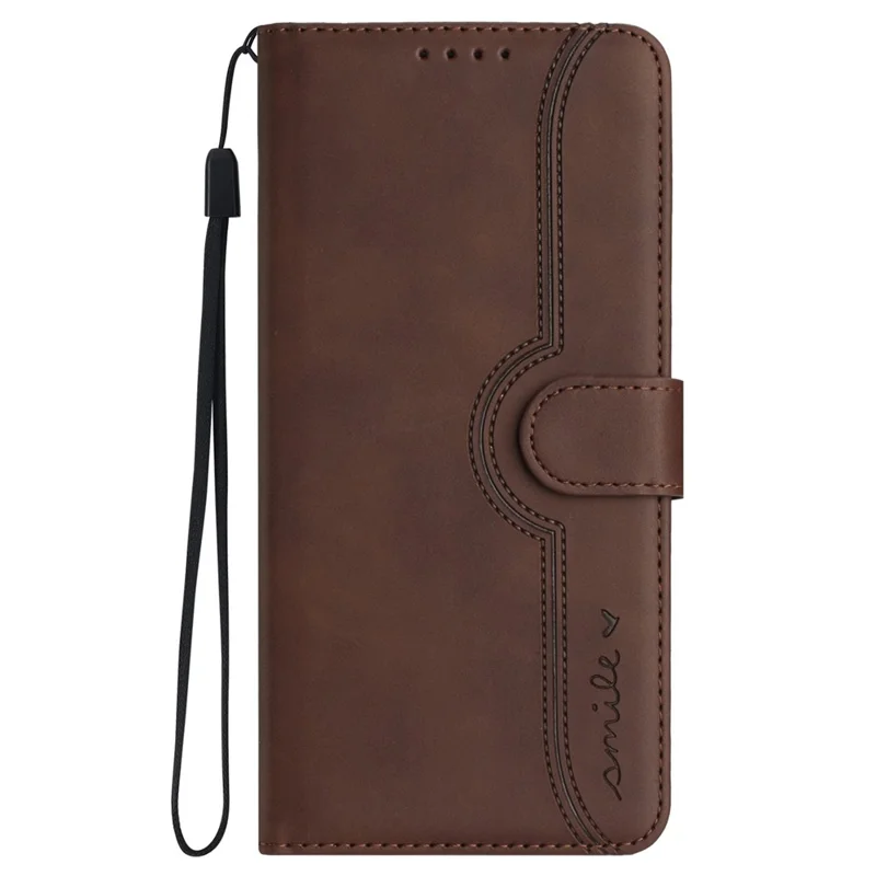 YX0030 Case Wallet for Google Pixel 8a Leather Smile Pattern Phone Cover TPU Inner Shell - Coffee