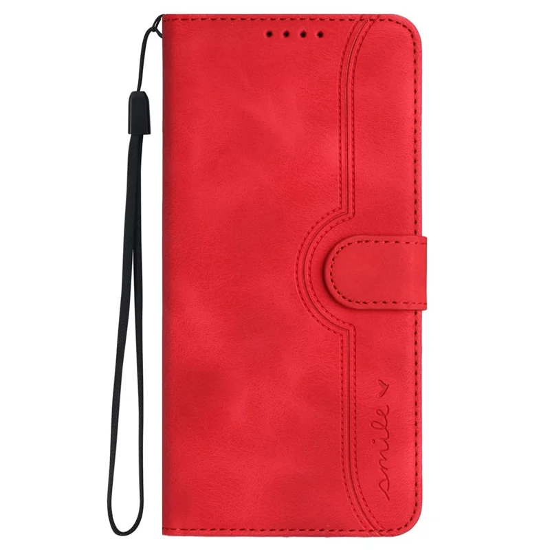 YX0030 Case Wallet for Google Pixel 8a Leather Smile Pattern Phone Cover TPU Inner Shell - Red