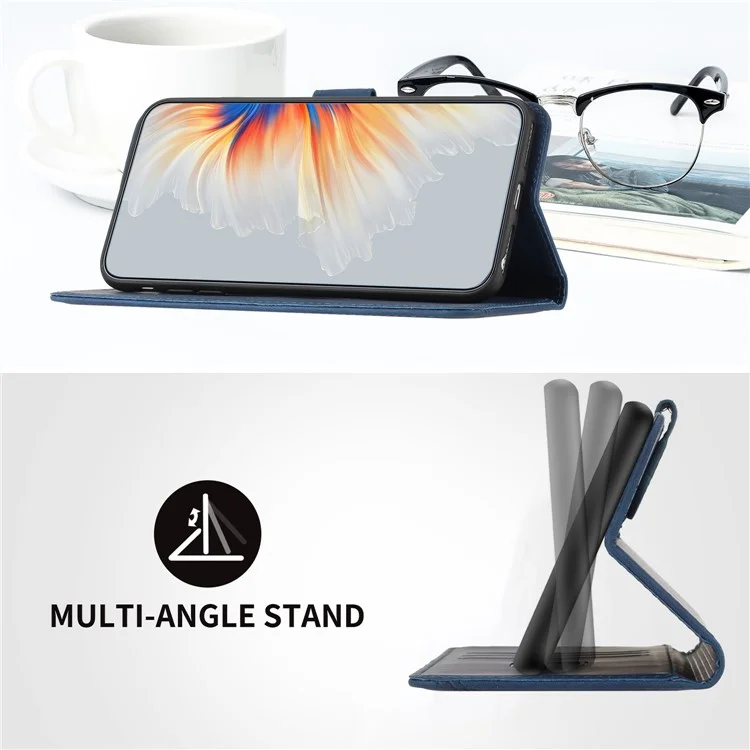 YX0030 For Samsung Galaxy A35 5G Leather Phone Case Smile Pattern Card Holder Wrist Strap - Sapphire