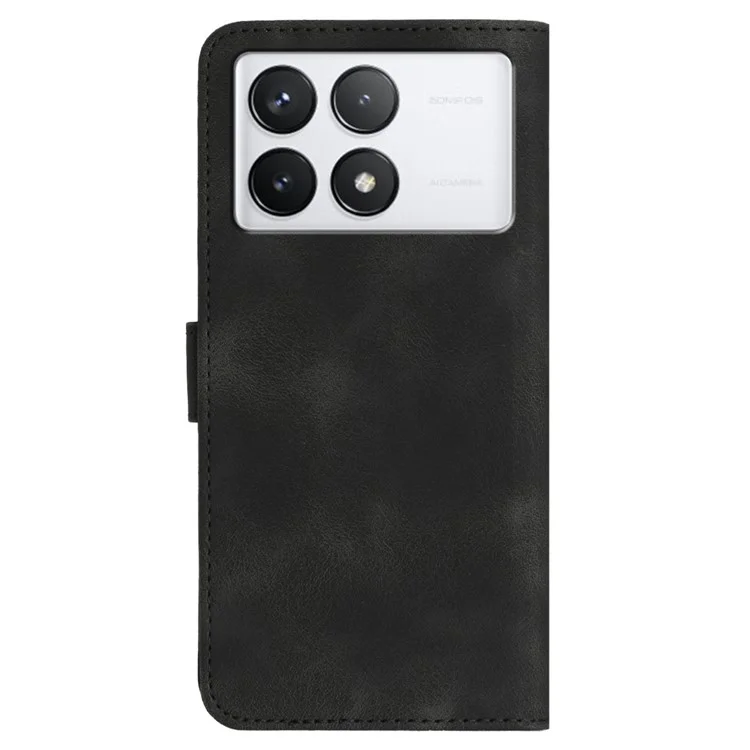 YX0030 Funda de piel para Xiaomi Redmi K70E 5G / Poco X6 Pro 5G, diseño de sonrisa con cierre magnético - Negro