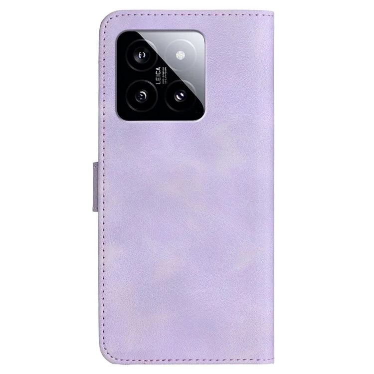 YX0030 Smile Series for Xiaomi 14 Phone Case Card Slots Stand Magnetic Closure Leather Cover - Purple