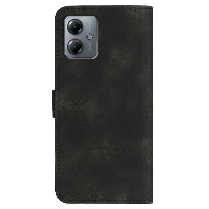 YX0030 Smile Case for Motorola Moto G14 4G Leather Wallet Phone Cover Full Shockproof Protection - Black