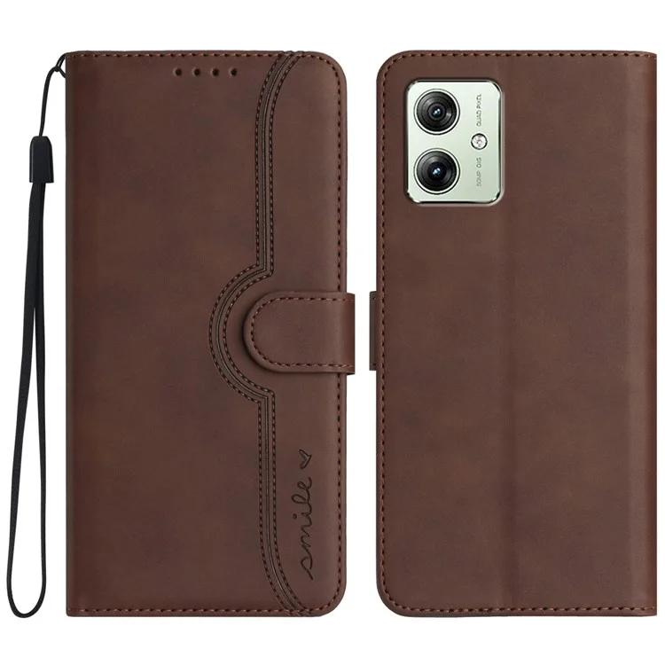 YX0030 Per Motorola Moto G54 5G Custodia Wallet Flip Cover per Telefono Con Stampa Smile - Caffè
