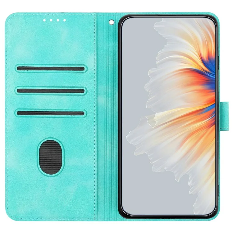YX0030 Para Xiaomi Poco F6 Pro 5G / Redmi K70 5G / K70 Pro 5G Funda de Piel Sonrisa Estampada Billetera Flip Cover - Azul Bebé
