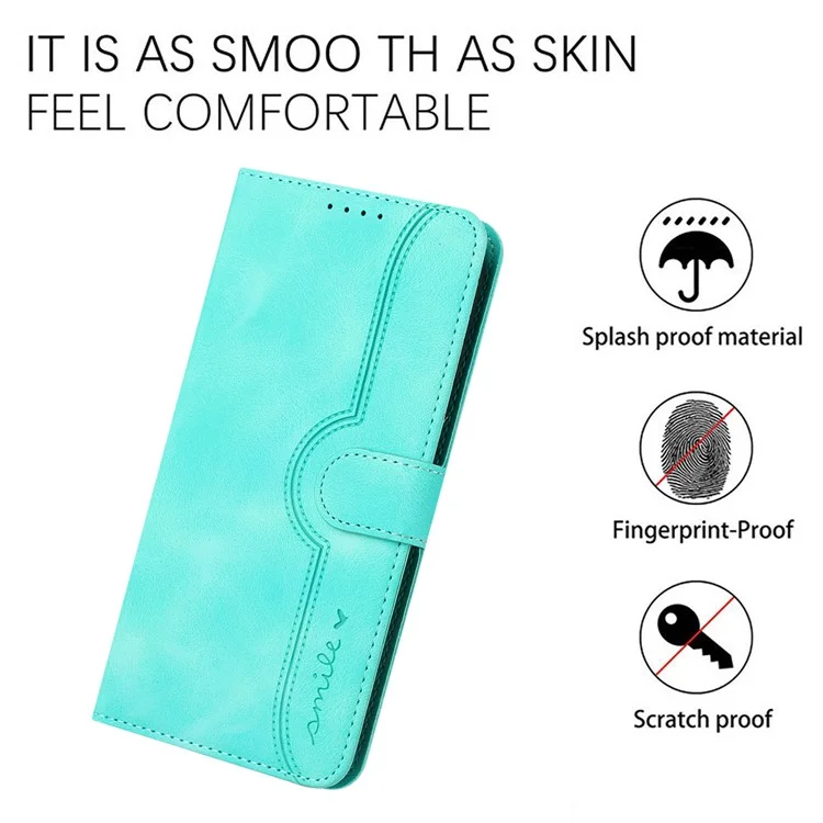 YX0030 Para Xiaomi Poco F6 Pro 5G / Redmi K70 5G / K70 Pro 5G Funda de Piel Sonrisa Estampada Billetera Flip Cover - Azul Bebé