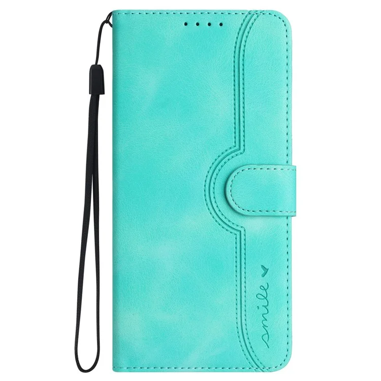 YX0030 Para Xiaomi Poco F6 Pro 5G / Redmi K70 5G / K70 Pro 5G Funda de Piel Sonrisa Estampada Billetera Flip Cover - Azul Bebé