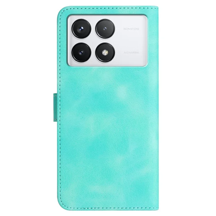 YX0030 Para Xiaomi Poco F6 Pro 5G / Redmi K70 5G / K70 Pro 5G Funda de Piel Sonrisa Estampada Billetera Flip Cover - Azul Bebé