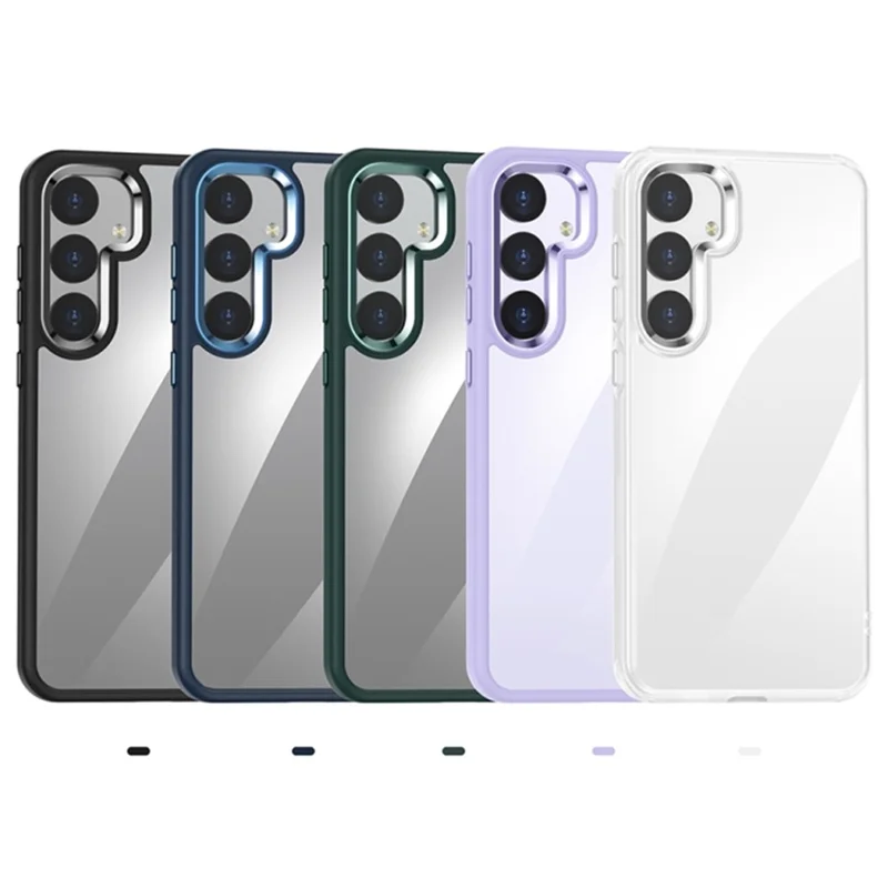 For Samsung Galaxy S24 Clear Case Metal  Lens Frame Protective Phone Cover - Translucent