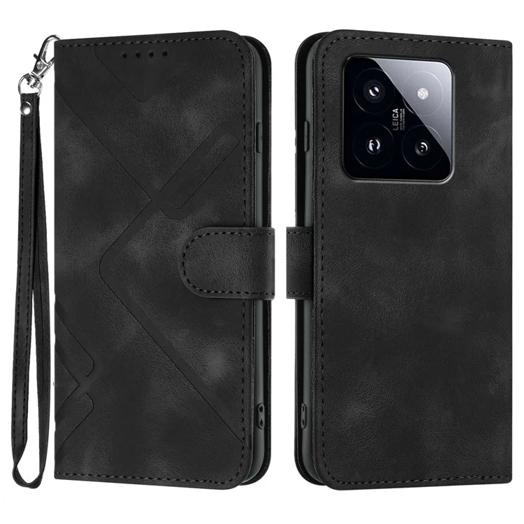 YX0040 Wallet Case für Xiaomi 14 Pro PU-Leder Folio Flip Stand Cover Bedrucktes Muster - Schwarz