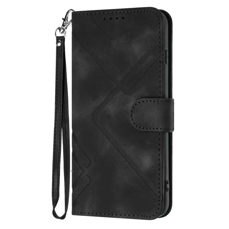 YX0040 Para Xiaomi Poco F6 Pro 5G / Redmi K70 5G / K70 Pro 5G Funda Cartera Impresa con Geometría de Cuero PU Funda de Teléfono - Negro