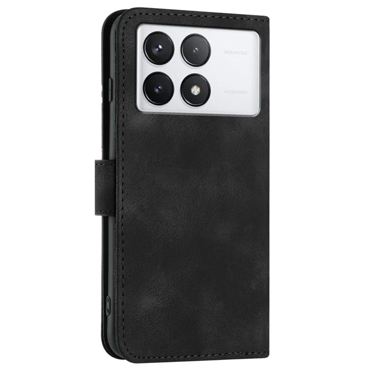 YX0040 Para Xiaomi Poco F6 Pro 5G / Redmi K70 5G / K70 Pro 5G Funda Cartera Impresa con Geometría de Cuero PU Funda de Teléfono - Negro