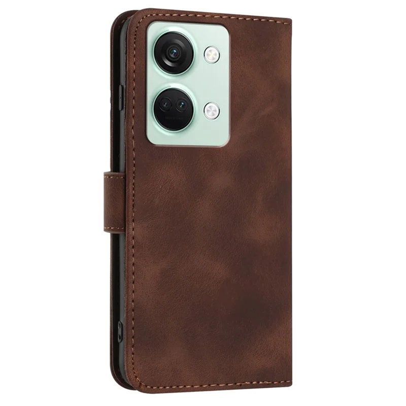 Til OnePlus Ace 2V / Nord 3 5G tegnebogstaske med linjemønster i PU-læder med rem - Kaffe