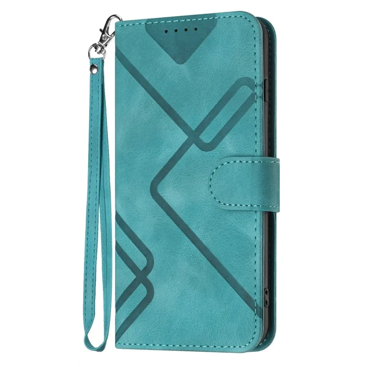 YX0040 Pour Xiaomi 14 Stand Folio Cover Geometric Pattern Wallet Leather Phone Case - Baby Blue