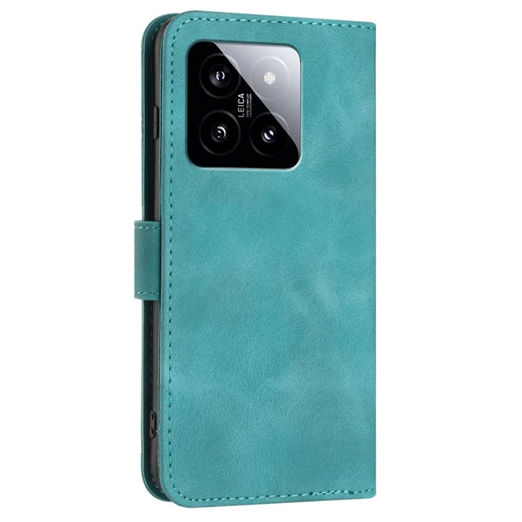 YX0040 Pour Xiaomi 14 Stand Folio Cover Geometric Pattern Wallet Leather Phone Case - Baby Blue