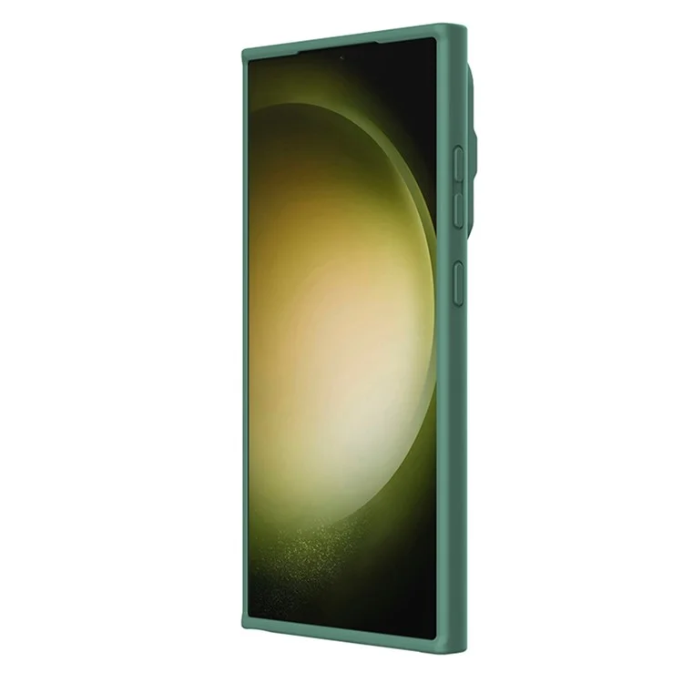 NILLKIN Camshield Silky Prop for Samsung Galaxy S24 Ultra Silicone+PC Phone Case Lens Cover Kickstand  - Green