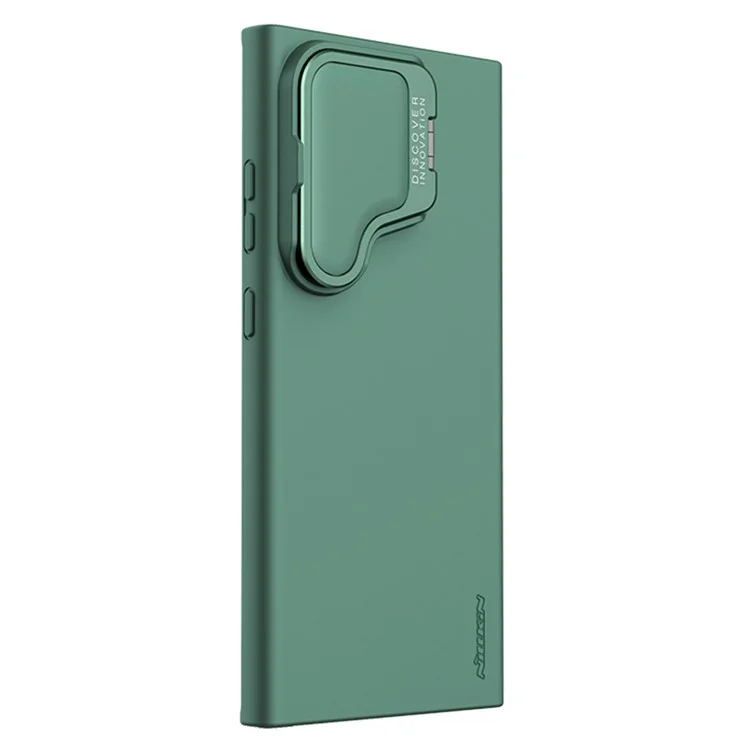 NILLKIN Camshield Silky Prop for Samsung Galaxy S24 Ultra Silicone+PC Phone Case Lens Cover Kickstand  - Green