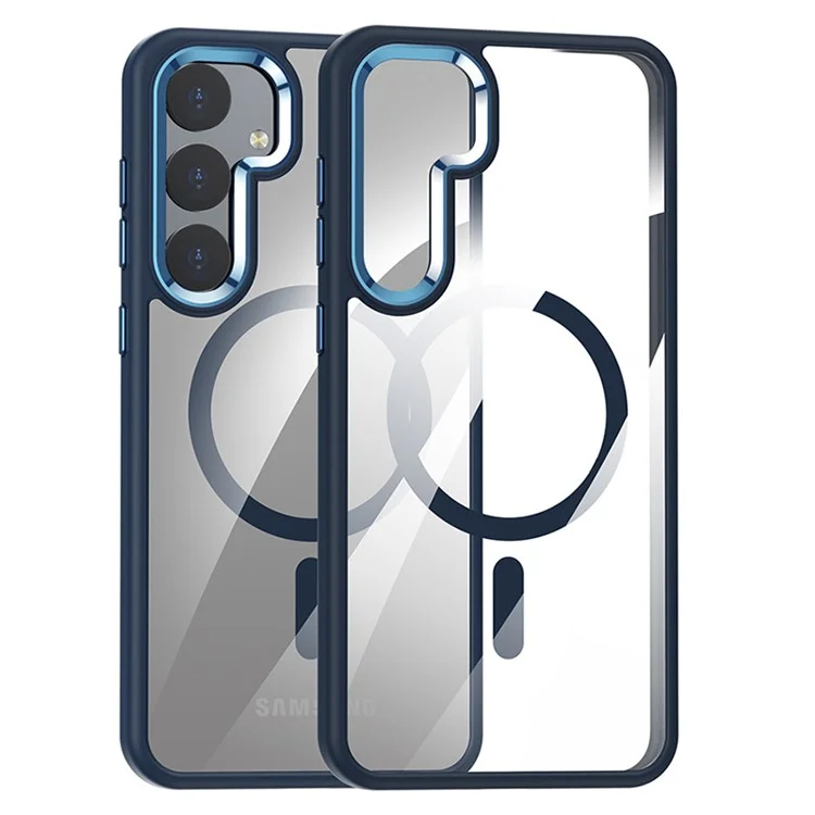 Coque pour Samsung Galaxy S24+ Compatible avec MagSafe Cadre Métal pour Objectif - Bleu Foncé
