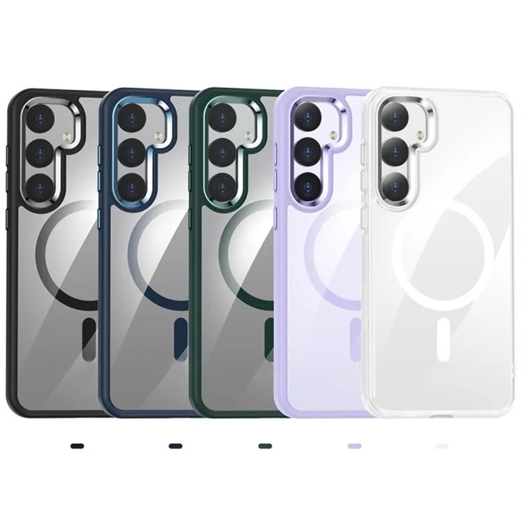 Coque pour Samsung Galaxy S24+ Compatible avec MagSafe Cadre Métal pour Objectif - Bleu Foncé