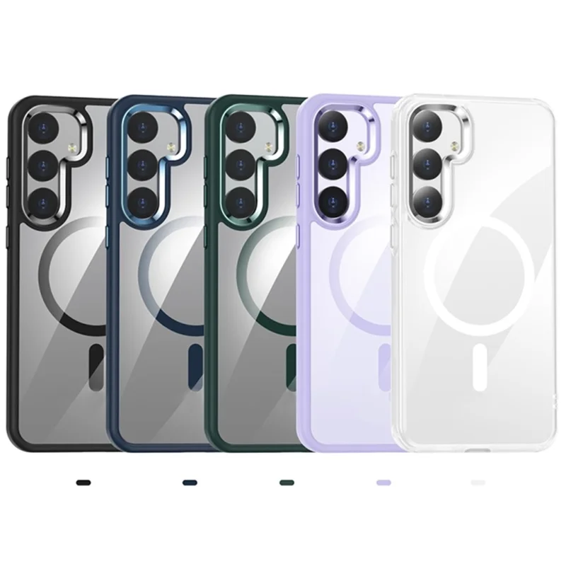For Samsung Galaxy S24+ Phone Magnetic Case Metal Lens Frame Cover - Green