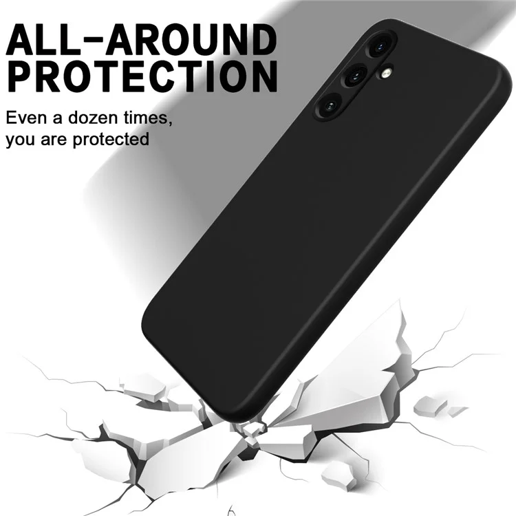 Para Samsung Galaxy A55 5G Capa de Telefone Macio Líquido Silicone Protetive Shell Com Cinta - Preto