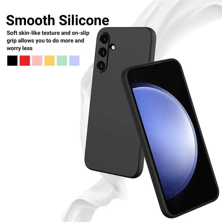 Para Samsung Galaxy A55 5G Capa de Telefone Macio Líquido Silicone Protetive Shell Com Cinta - Preto