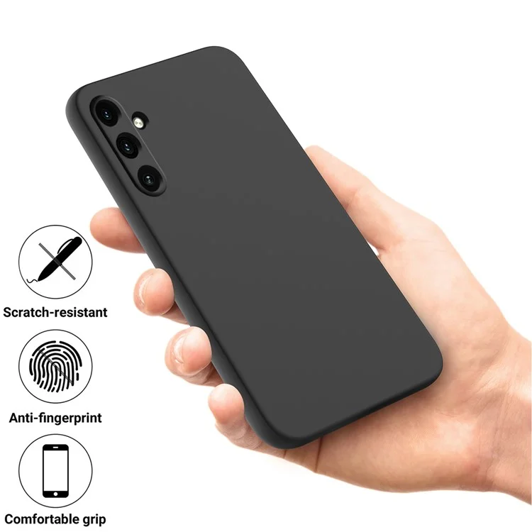 Para Samsung Galaxy A55 5G Capa de Telefone Macio Líquido Silicone Protetive Shell Com Cinta - Preto