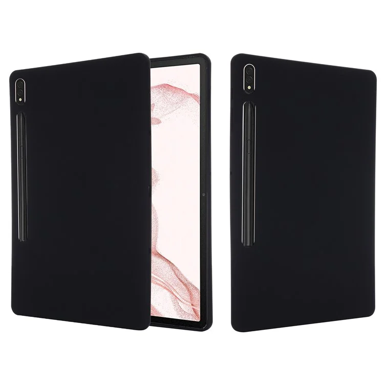 Für Samsung Galaxy Tab S9 FE+ Flüssigsilikon-Hülle Soft-Touch-Tablet-Cover - Schwarz