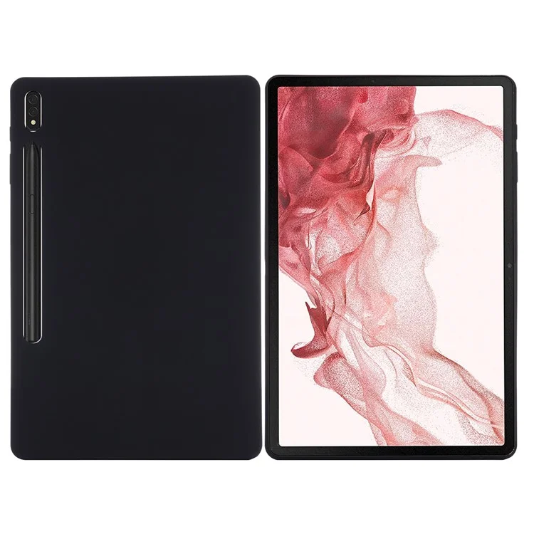 Für Samsung Galaxy Tab S9 FE+ Flüssigsilikon-Hülle Soft-Touch-Tablet-Cover - Schwarz