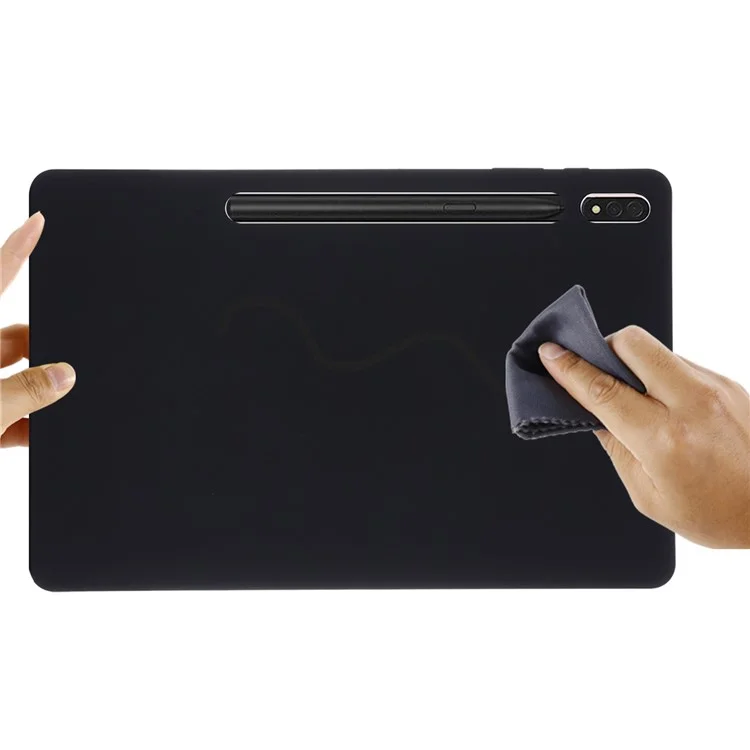 Für Samsung Galaxy Tab S9 FE+ Flüssigsilikon-Hülle Soft-Touch-Tablet-Cover - Schwarz