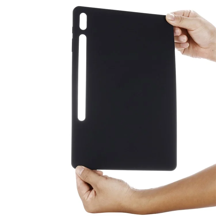 Für Samsung Galaxy Tab S9 FE+ Flüssigsilikon-Hülle Soft-Touch-Tablet-Cover - Schwarz