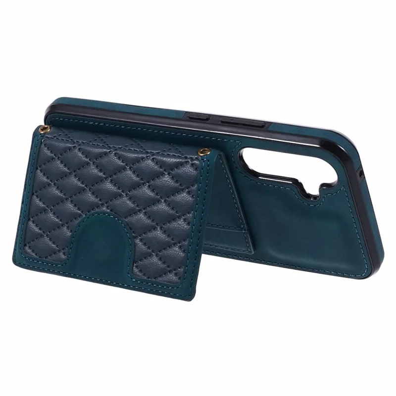 For Samsung Galaxy A25 5G (Global) (161.0 x 76.5 x 8.3mm) Cell Phone Case PU Leather+TPU Card Holder Back Cover with Long Strap - Green