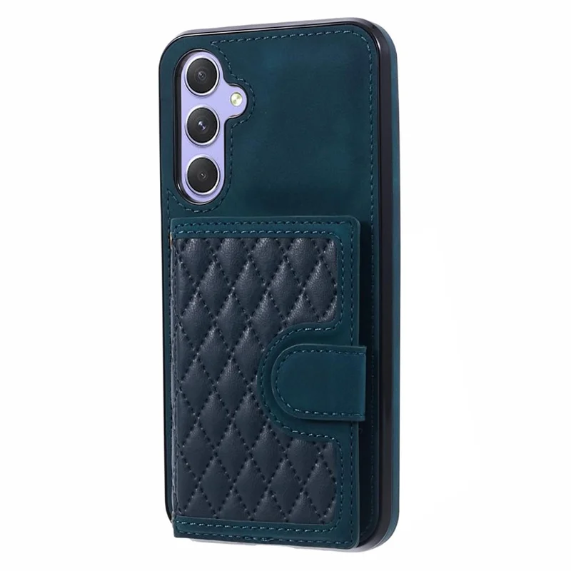For Samsung Galaxy A25 5G (Global) (161.0 x 76.5 x 8.3mm) Cell Phone Case PU Leather+TPU Card Holder Back Cover with Long Strap - Green