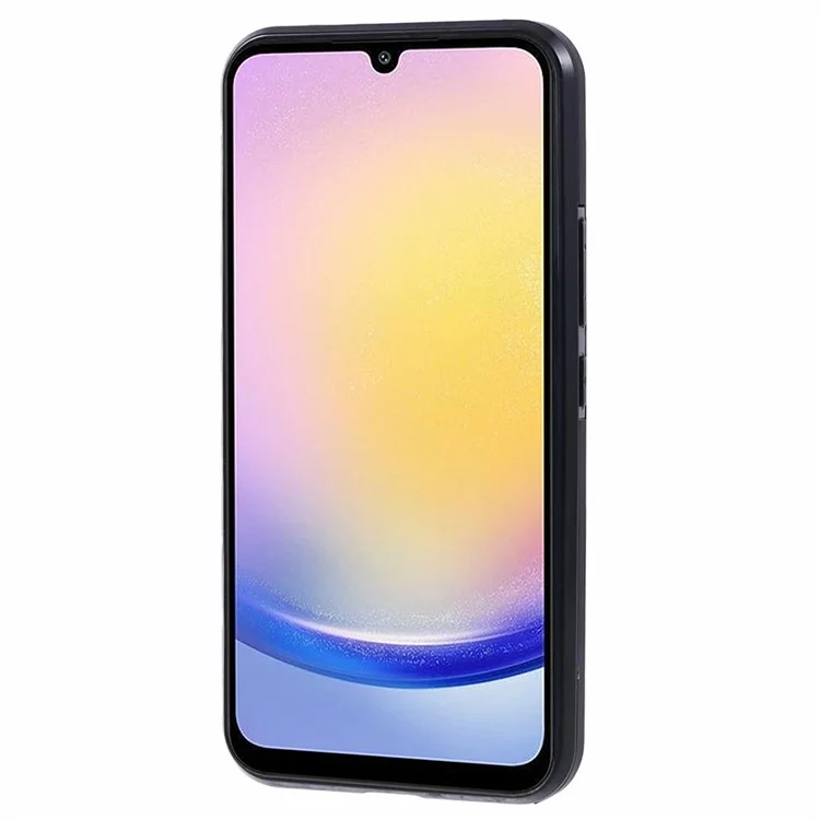 For Samsung Galaxy A25 5G (Global) (161.0 x 76.5 x 8.3mm) Cell Phone Case PU Leather+TPU Card Holder Back Cover with Long Strap - Black