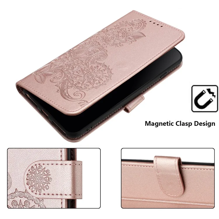 For Xiaomi Redmi 13C 4G / 5G / 13R 5G / Poco M6 5G / Poco C65 4G Phone Cases Mandala Flower Leather Wallet Mobile Cover with Strap - Pink
