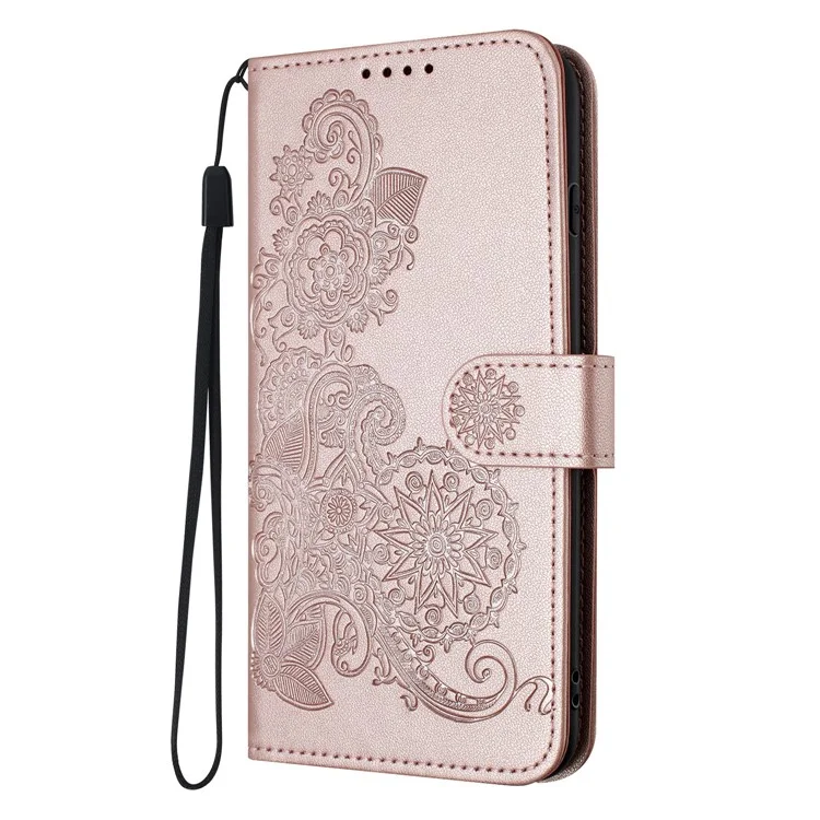 For Xiaomi Redmi 13C 4G / 5G / 13R 5G / Poco M6 5G / Poco C65 4G Phone Cases Mandala Flower Leather Wallet Mobile Cover with Strap - Pink