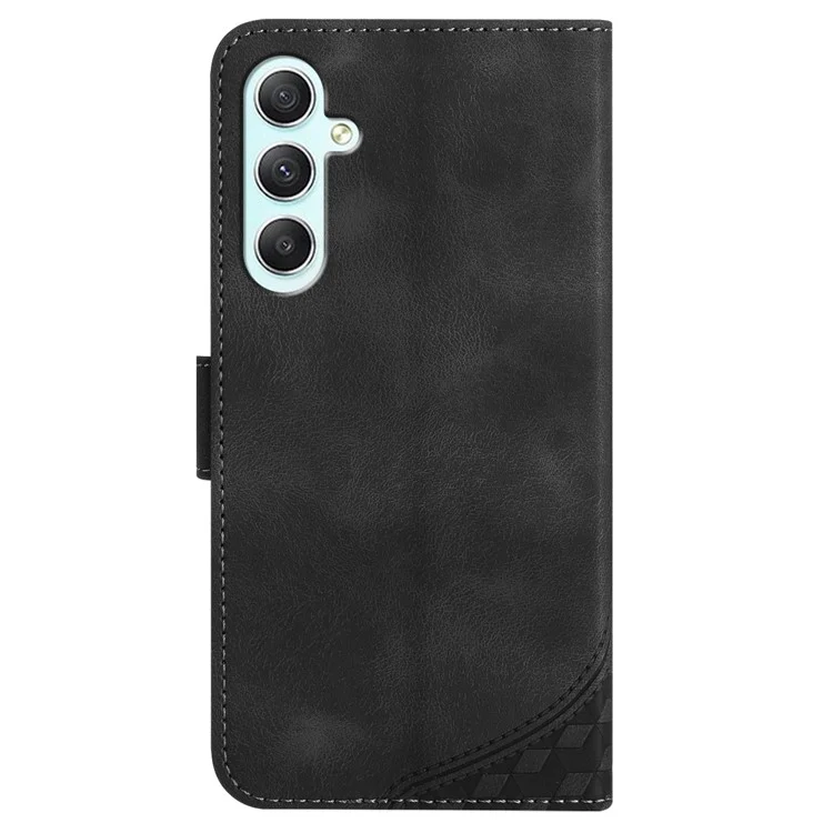 Para Samsung Galaxy A35 5G Funda Cartera YX0060 Patrón de Cabeza de Elefante Funda de Teléfono de Cuero - Negro