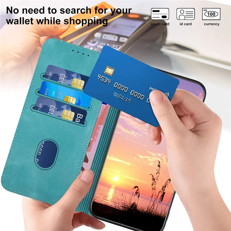 YX0060 For Samsung Galaxy A55 5G Wallet Case PU Leather Phone Stand Cover - Baby Blue