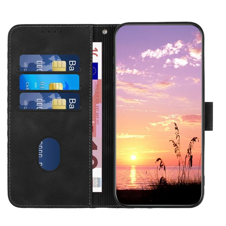 YX0060 Leather Case for Honor 90 Phone Wallet Stand Elephant Head Imprinted - Black