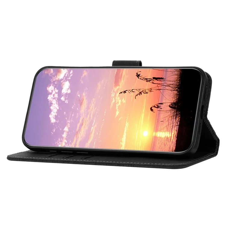 YX0060 Leather Case for Honor 90 Phone Wallet Stand Elephant Head Imprinted - Black